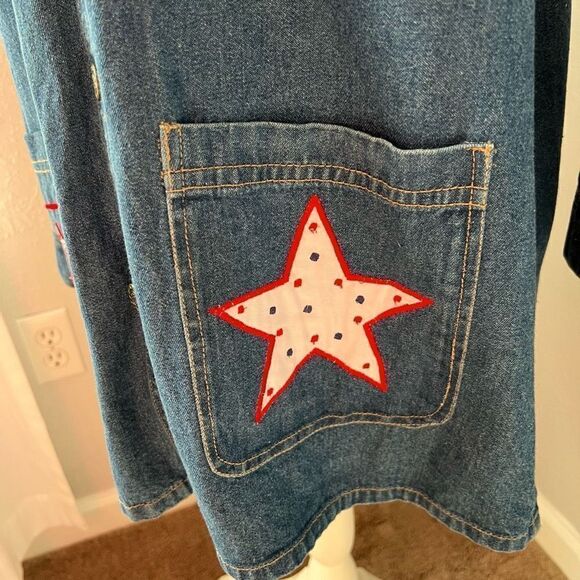 Michelle Louise Vintage 1990s Long Sleeve Denim Shirt Jacket - Flag, Americana, - Picture 4 of 7